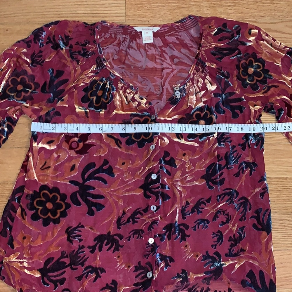 Sundance Sheer Button Up Blouse Medium - image 5